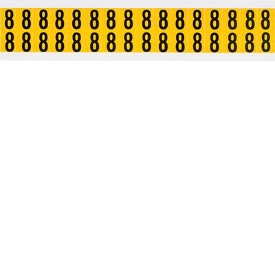 Brady, 1520-8, B-946, Vinyl, Zahl 8, Schwarz auf Gelb, 14 x 19mm, Schrifthöhe 15mm(25 K. á 32 E.)