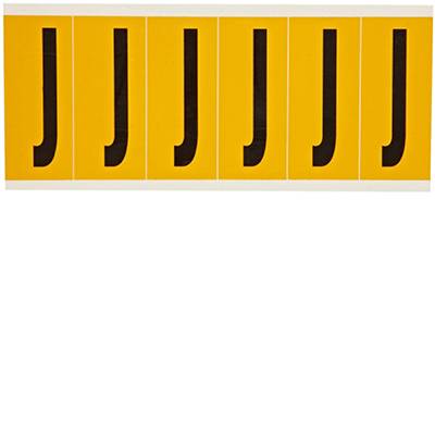 Brady, 1550-J, B-946, Vinyl, Beschriftung: J, Schwarz auf Gelb, 38 x 89mm, Schrifthöhe 75mm(25 K. á 6 E.)