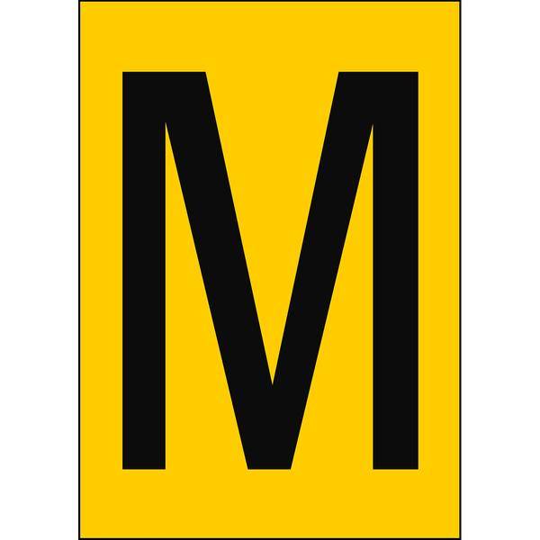 Brady, B-859, A4-Etiketten mit Zahlen und Buchstaben, Magnetischer Kunststoff, Schwarz auf Gelb, 297 x 210 mm, permanent, Beschriftung: M (1 Schild/Pa