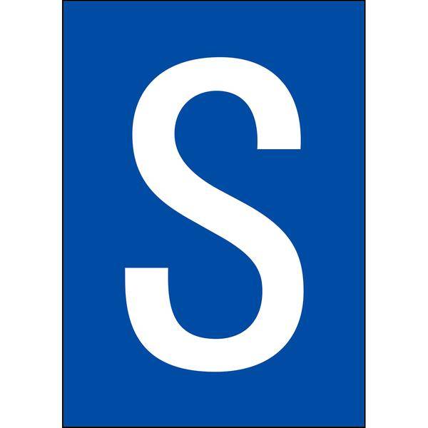 Brady, B-859, A4-Etiketten mit Zahlen und Buchstaben, Magnetischer Kunststoff, Weiß auf Blau, 297 x 210 mm, permanent, Beschriftung: S (1 Schild/Pack
