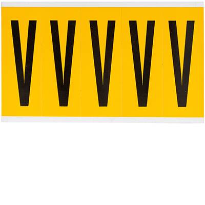 Brady, B-946, 1560-V, Vinyl, Beschriftung: V, Schwarz auf Gelb, 44 x 127mm, Schrifthöhe 98mm(25 K. á 5 E.)