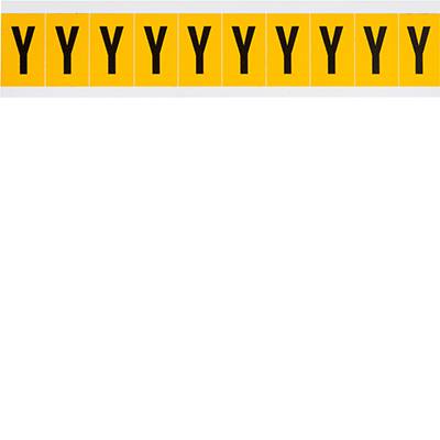 Brady, 1530-Y, B-946, Vinyl, Buchstabe Y, Schwarz auf Gelb, 22 x 38mm, Schrifthöhe 25mm(25 K. á 10 E.)