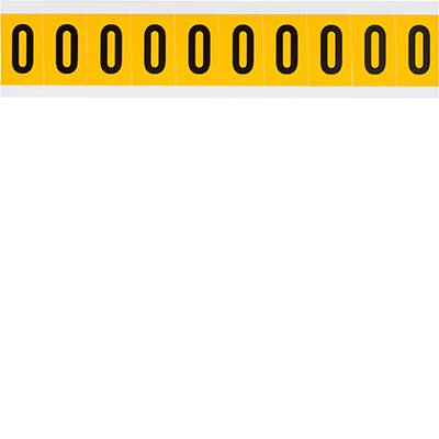 Brady, 1530-0, B-946, Vinyl, Zahl 0, Schwarz auf Gelb, 22 x 38mm, Schrifthöhe 25mm(25 K. á 10 E.)
