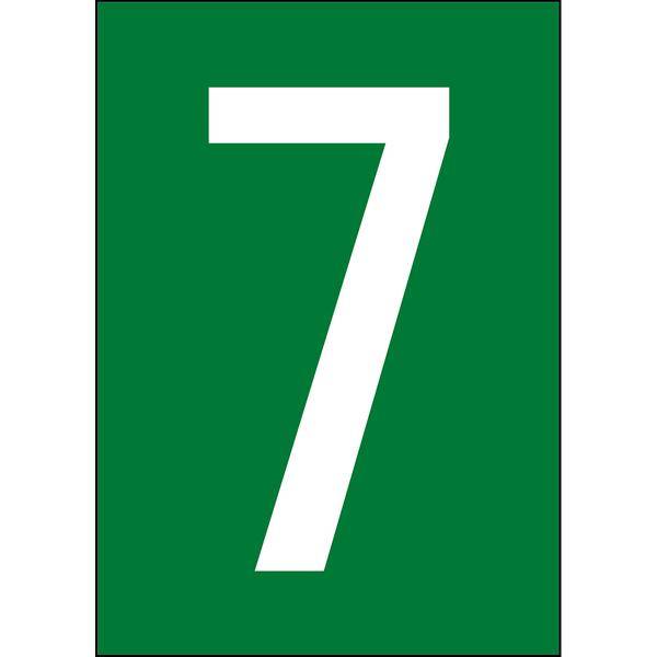Brady, B-7541, A4-Etiketten mit Zahlen und Buchstaben, Laminierter Polyester, Weiß auf Grün, 297 x 210 mm, permanent, Beschriftung: 7 (1 Schild/Pack
