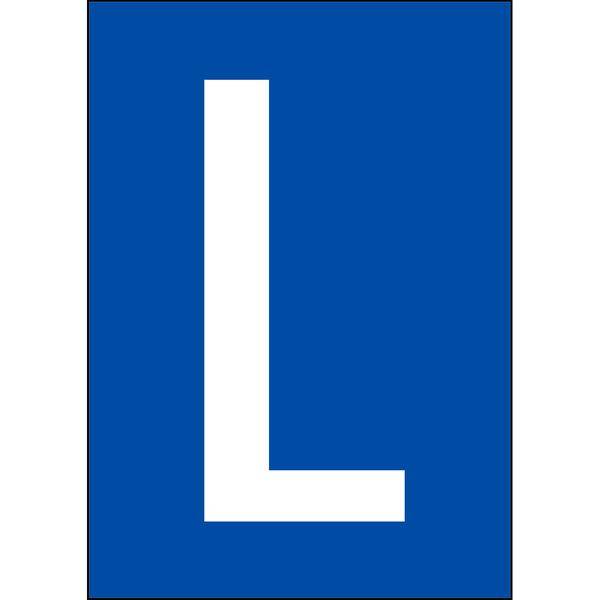 Brady, B-859, A4-Etiketten mit Zahlen und Buchstaben, Magnetischer Kunststoff, Weiß auf Blau, 297 x 210 mm, permanent, Beschriftung: L (1 Schild/Pack