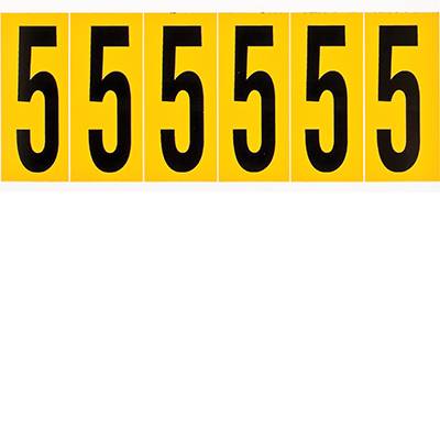 Brady, 1550-5, B-946, Vinyl, Beschriftung: 5, Schwarz auf Gelb, 38 x 89mm, Schrifthöhe 75mm(25 K. á 6 E.)