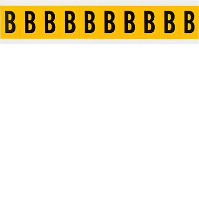 Brady, 1530-B, B-946, Vinyl, Buchstabe B, Schwarz auf Gelb, 22 x 38mm, Schrifthöhe 25mm(25 K. á 10 E.)