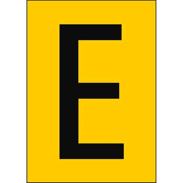 Brady, B-7541, A4-Etiketten mit Zahlen und Buchstaben, Laminierter Polyester, Schwarz auf Gelb, 297 x 210 mm, permanent, Beschriftung: E (1 Schild/Pac