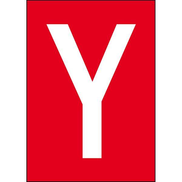 Brady, B-859, A4-Etiketten mit Zahlen und Buchstaben, Magnetischer Kunststoff, Weiß auf Rot, 297 x 210 mm, permanent, Beschriftung: Y (1 Schild/Pack)