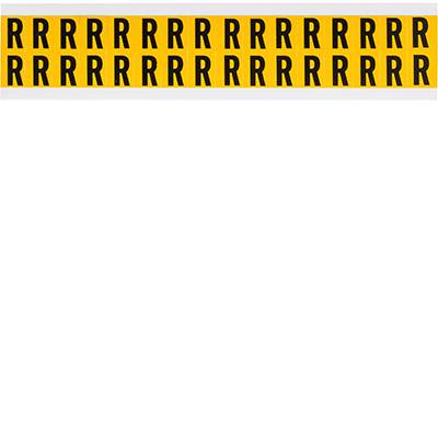 Brady, 1520-R, B-946, Vinyl, Buchstabe R, Schwarz auf Gelb, 14 x 19mm, Schrifthöhe 15mm(25 K. á 32 E.)