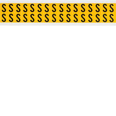 Brady, 1520-S, B-946, Vinyl, Buchstabe S, Schwarz auf Gelb, 14 x 19mm, Schrifthöhe 15mm(25 K. á 32 E.)