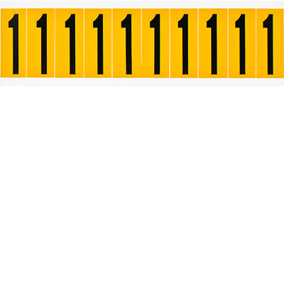 Brady, 1534-1, B-946, Vinyl, Beschriftung: 1, Schwarz auf Gelb, 22 x 57mm, Schrifthöhe 50mm(25 K. á 10 E.)