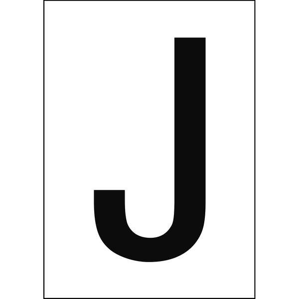 Brady, B-7541, A4-Etiketten mit Zahlen und Buchstaben, Laminierter Polyester, Schwarz auf Weiß, 297 x 210 mm, permanent, Beschriftung: J (1 Schild/Pa