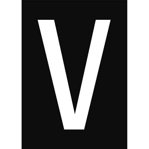 Brady, B-859, A4-Etiketten mit Zahlen und Buchstaben, Magnetischer Kunststoff, Weiß auf Schwarz, 297 x 210 mm, permanent, Beschriftung: V (1 Schild/P