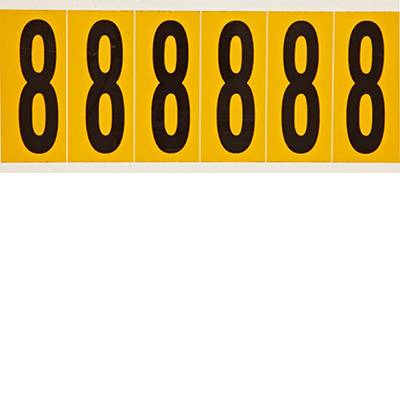 Brady, 1550-8, B-946, Vinyl, Beschriftung: 8, Schwarz auf Gelb, 38 x 89mm, Schrifthöhe 75mm(25 K. á 6 E.)