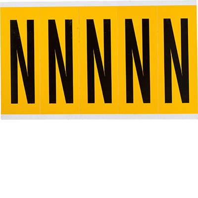Brady, B-946, 1560-N, Vinyl, Beschriftung: N, Schwarz auf Gelb, 44 x 127mm, Schrifthöhe 98mm(25 K. á 5 E.)
