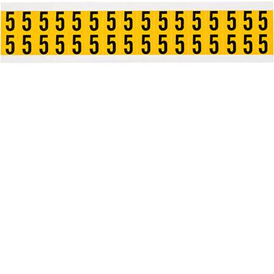 Brady, 1520-5, B-946, Vinyl, Zahl 5, Schwarz auf Gelb, 14 x 19mm, Schrifthöhe 15mm(25 K. á 32 E.)