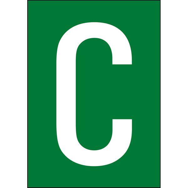 Brady, B-859, A4-Etiketten mit Zahlen und Buchstaben, Magnetischer Kunststoff, Weiß auf Grün, 297 x 210 mm, permanent, Beschriftung: C (1 Schild/Pac