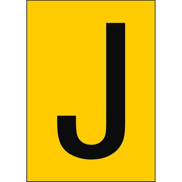 Brady, B-7527, A4-Etiketten mit Zahlen und Buchstaben, Polypropylen, Schwarz auf Gelb, 297 x 210 mm, nicht klebend, Beschriftung: J (1 Schild/Pack)