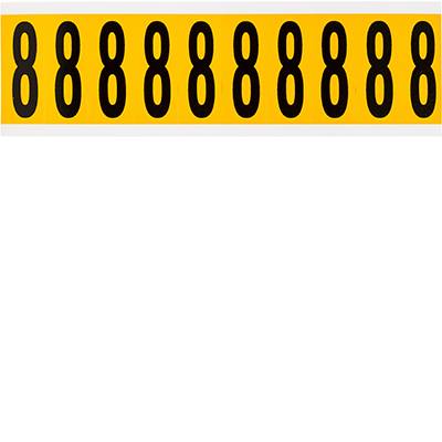 Brady, 1534-8, B-946, Vinyl, Beschriftung: 8, Schwarz auf Gelb, 22 x 57mm, Schrifthöhe 50mm(25 K. á 10 E.)
