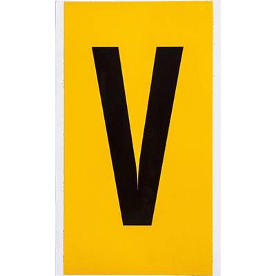 Brady, B-946, 1570-V, Vinyl, Beschriftung: V, Schwarz auf Gelb, 127 x 228mm, Schrifthöhe 152mm(25 K. á 1 E.)