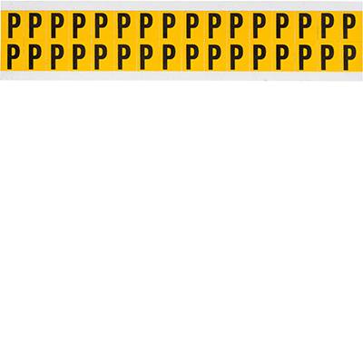 Brady, 1520-P, B-946, Vinyl, Buchstabe P, Schwarz auf Gelb, 14 x 19mm, Schrifthöhe 15mm(25 K. á 32 E.)