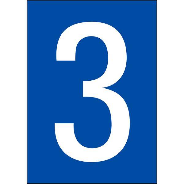 Brady, B-7541, A4-Etiketten mit Zahlen und Buchstaben, Laminierter Polyester, Weiß auf Blau, 297 x 210 mm, permanent, Beschriftung: 3 (1 Schild/Pack)