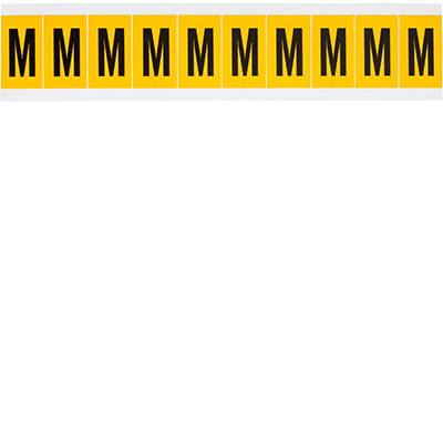 Brady, 1530-M, B-946, Vinyl, Buchstabe M, Schwarz auf Gelb, 22 x 38mm, Schrifthöhe 25mm(25 K. á 10 E.)
