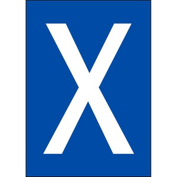 Brady, B-859, A4-Etiketten mit Zahlen und Buchstaben, Magnetischer Kunststoff, Weiß auf Blau, 297 x 210 mm, permanent, Beschriftung: X (1 Schild/Pack
