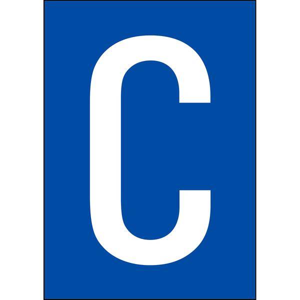 Brady, B-7541, A4-Etiketten mit Zahlen und Buchstaben, Laminierter Polyester, Weiß auf Blau, 297 x 210 mm, permanent, Beschriftung: C (1 Schild/Pack)