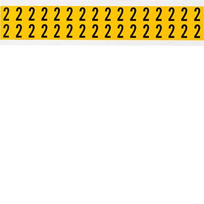 Brady, 1520-2, B-946, Vinyl, Zahl 2, Schwarz auf Gelb, 14 x 19mm, Schrifthöhe 15mm(25 K. á 32 E.)
