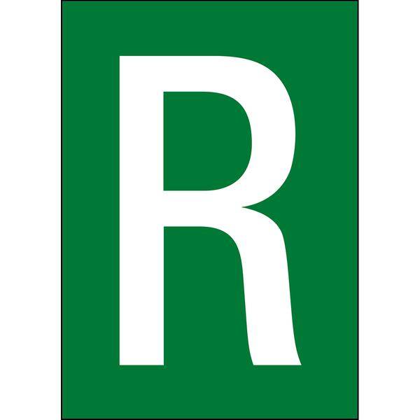 Brady, B-859, A4-Etiketten mit Zahlen und Buchstaben, Magnetischer Kunststoff, Weiß auf Grün, 297 x 210 mm, permanent, Beschriftung: R (1 Schild/Pac