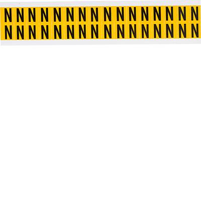 Brady, 1520-N, B-946, Vinyl, Buchstabe N, Schwarz auf Gelb, 14 x 19mm, Schrifthöhe 15mm(25 K. á 32 E.)