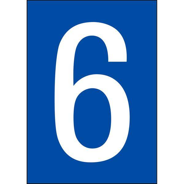 Brady, B-859, A4-Etiketten mit Zahlen und Buchstaben, Magnetischer Kunststoff, Weiß auf Blau, 297 x 210 mm, permanent, Beschriftung: 6 (1 Schild/Pack
