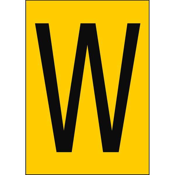 Brady, B-7527, A4-Etiketten mit Zahlen und Buchstaben, Polypropylen, Schwarz auf Gelb, 297 x 210 mm, nicht klebend, Beschriftung: W (1 Schild/Pack)