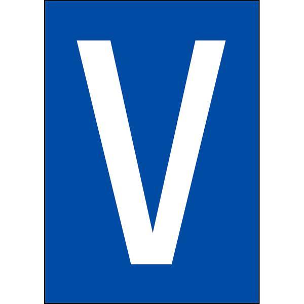 Brady, B-859, A4-Etiketten mit Zahlen und Buchstaben, Magnetischer Kunststoff, Weiß auf Blau, 297 x 210 mm, permanent, Beschriftung: V (1 Schild/Pack