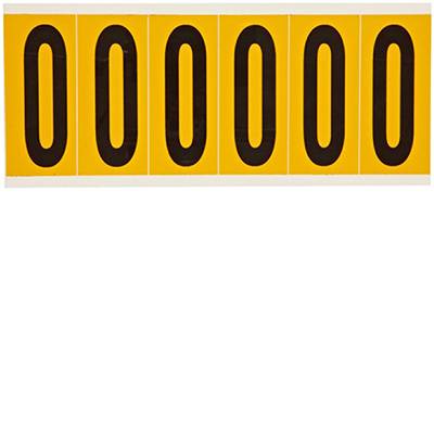 Brady, 1550-0, B-946, Vinyl, Beschriftung: 0, Schwarz auf Gelb, 38 x 89mm, Schrifthöhe 75mm(25 K. á 6 E.)