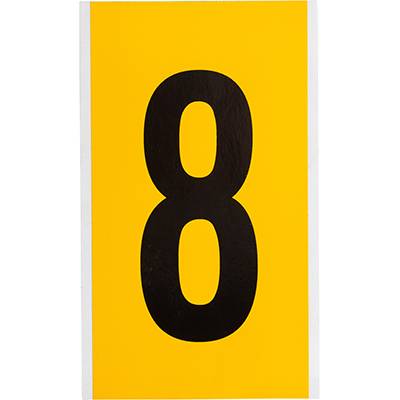 Brady, B-946, 1570-8, Vinyl, Beschriftung: 8, Schwarz auf Gelb, 127 x 228mm, Schrifthöhe 152mm(25 K. á 1 E.)