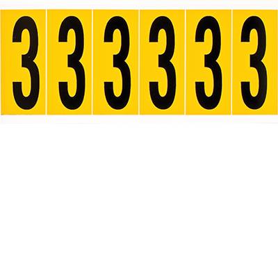 Brady, 1550-3, B-946, Vinyl, Beschriftung: 3, Schwarz auf Gelb, 38 x 89mm, Schrifthöhe 75mm(25 K. á 6 E.)