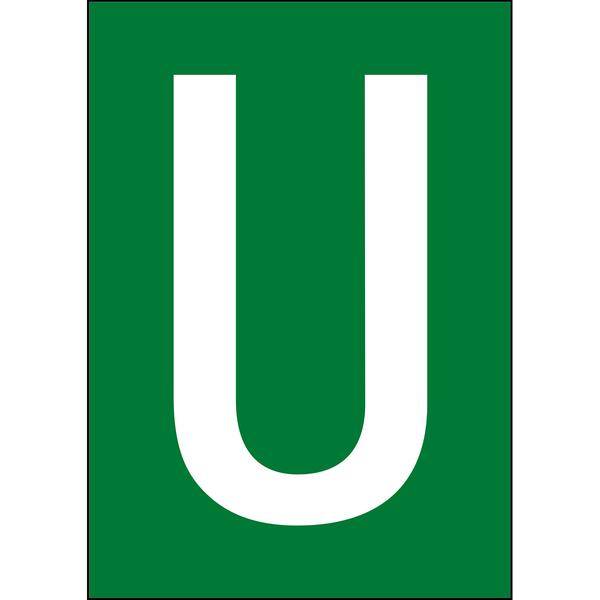 Brady, B-859, A4-Etiketten mit Zahlen und Buchstaben, Magnetischer Kunststoff, Weiß auf Grün, 297 x 210 mm, permanent, Beschriftung: U (1 Schild/Pac