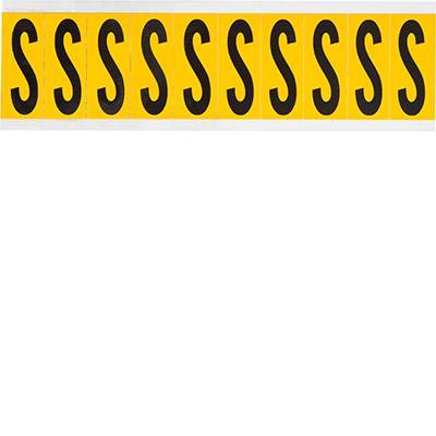 Brady, 1534-S, B-946, Vinyl, Beschriftung: S, Schwarz auf Gelb, 22 x 57mm, Schrifthöhe 50mm(25 K. á 10 E.)