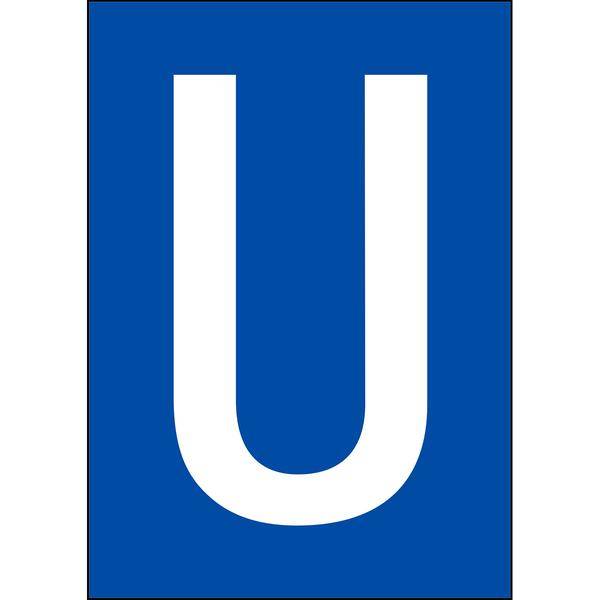Brady, B-859, A4-Etiketten mit Zahlen und Buchstaben, Magnetischer Kunststoff, Weiß auf Blau, 297 x 210 mm, permanent, Beschriftung: U (1 Schild/Pack