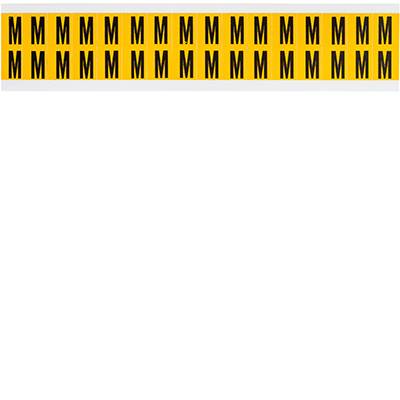Brady, 1520-M, B-946, Vinyl, Buchstabe M, Schwarz auf Gelb, 14 x 19mm, Schrifthöhe 15mm(25 K. á 32 E.)