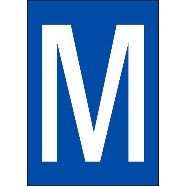 Brady, B-859, A4-Etiketten mit Zahlen und Buchstaben, Magnetischer Kunststoff, Weiß auf Blau, 297 x 210 mm, permanent, Beschriftung: M (1 Schild/Pack