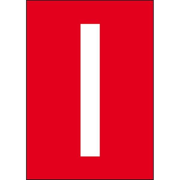 Brady, B-859, A4-Etiketten mit Zahlen und Buchstaben, Magnetischer Kunststoff, Weiß auf Rot, 297 x 210 mm, permanent, Beschriftung: I (1 Schild/Pack)