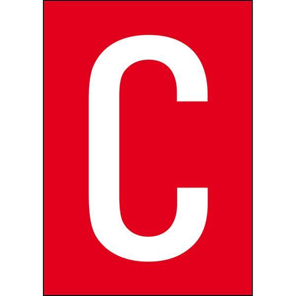 Brady, B-859, A4-Etiketten mit Zahlen und Buchstaben, Magnetischer Kunststoff, Weiß auf Rot, 297 x 210 mm, permanent, Beschriftung: C (1 Schild/Pack)