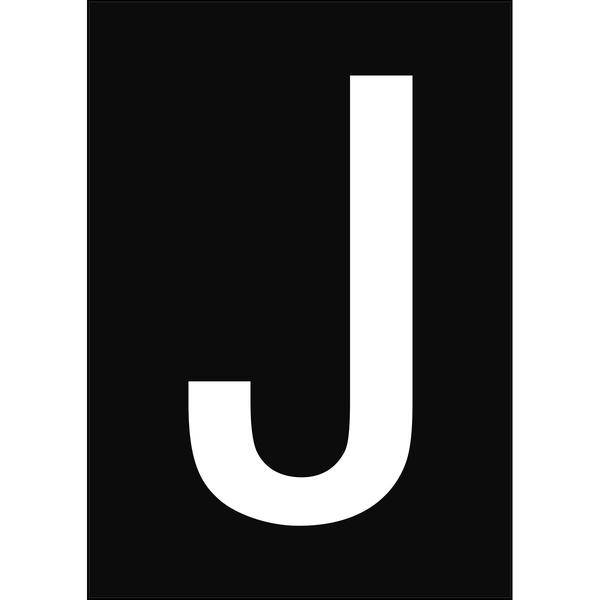 Brady, B-859, A4-Etiketten mit Zahlen und Buchstaben, Magnetischer Kunststoff, Schwarz auf Weiß, 297 x 210 mm, permanent, Beschriftung: J (1 Schild/P