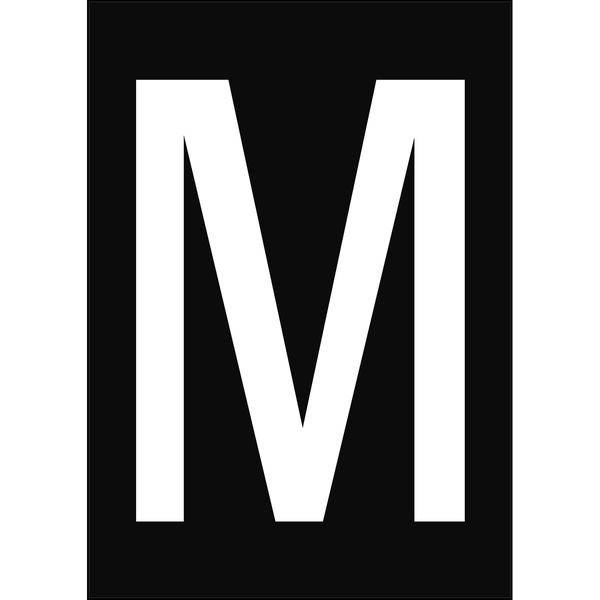 Brady, B-859, A4-Etiketten mit Zahlen und Buchstaben, Magnetischer Kunststoff, Weiß auf Schwarz, 297 x 210 mm, permanent, Beschriftung: M (1 Schild/P