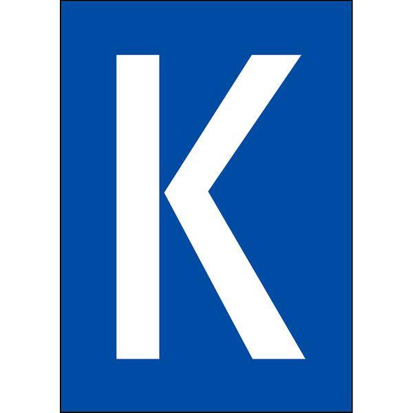 Brady, B-859, A4-Etiketten mit Zahlen und Buchstaben, Magnetischer Kunststoff, Weiß auf Blau, 297 x 210 mm, permanent, Beschriftung: K (1 Schild/Pack