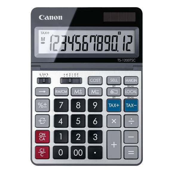 Canon TS-1200TSC, Desktop, Einfacher Taschenrechner, 12 Ziffern, Display klappbar, Akku, Metallisch